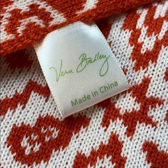 Vera Bradley orange and white scarf - Picture 2 of 4